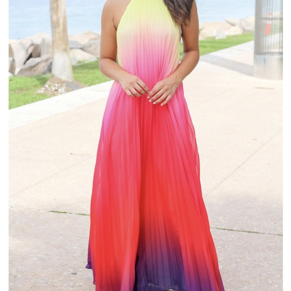 NWT Summer Ombre Sunset Vacation Maxi Dress S: Small-Medium - Picture 3 of 12
